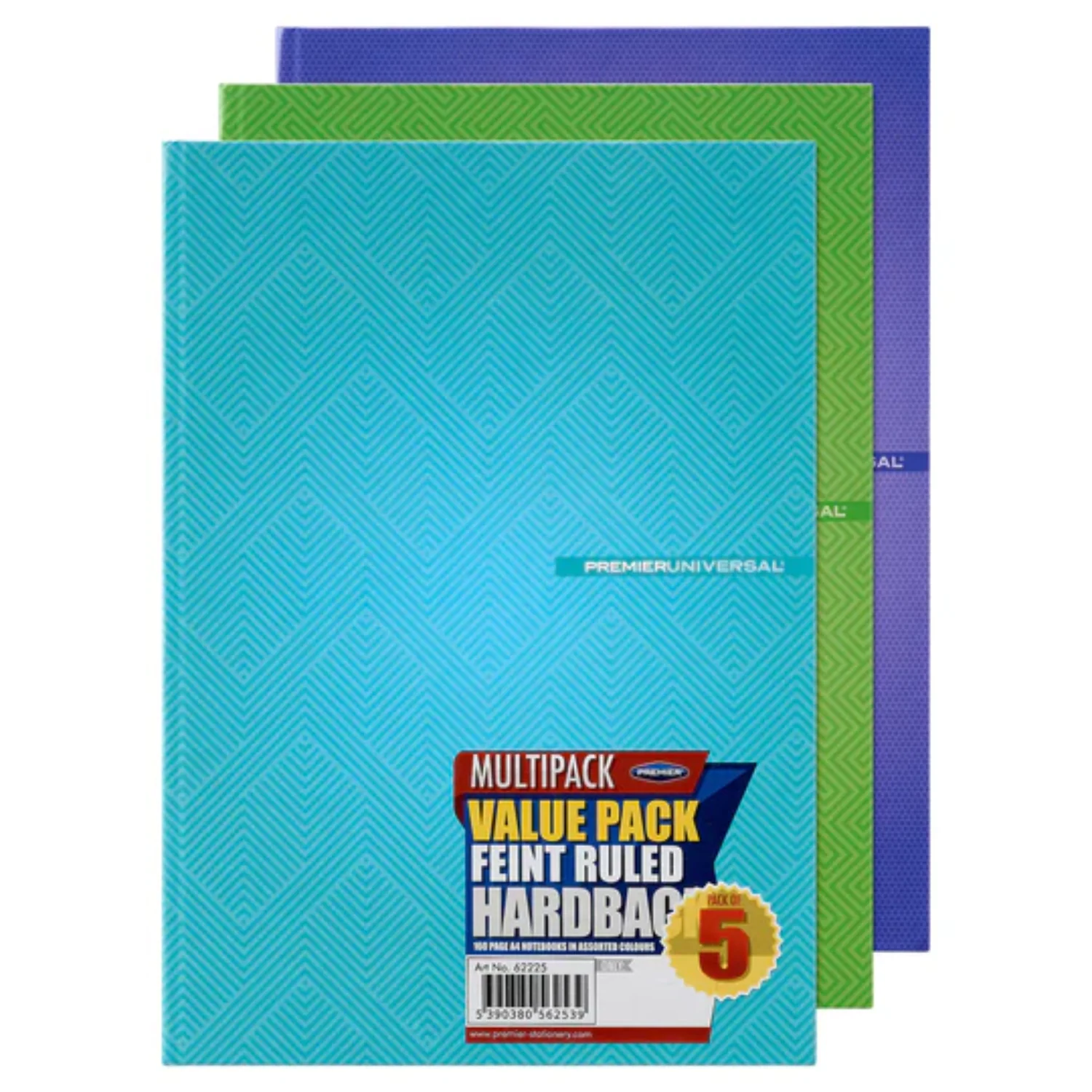 Pack of 5 A4 160-page Hardcover Pastel Assorted Notebooks