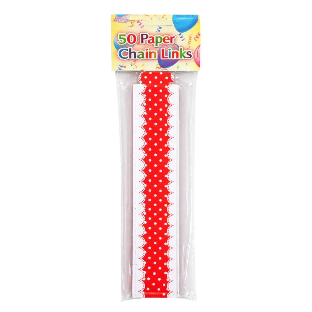 Pack of 50 Red Paper Chain Links