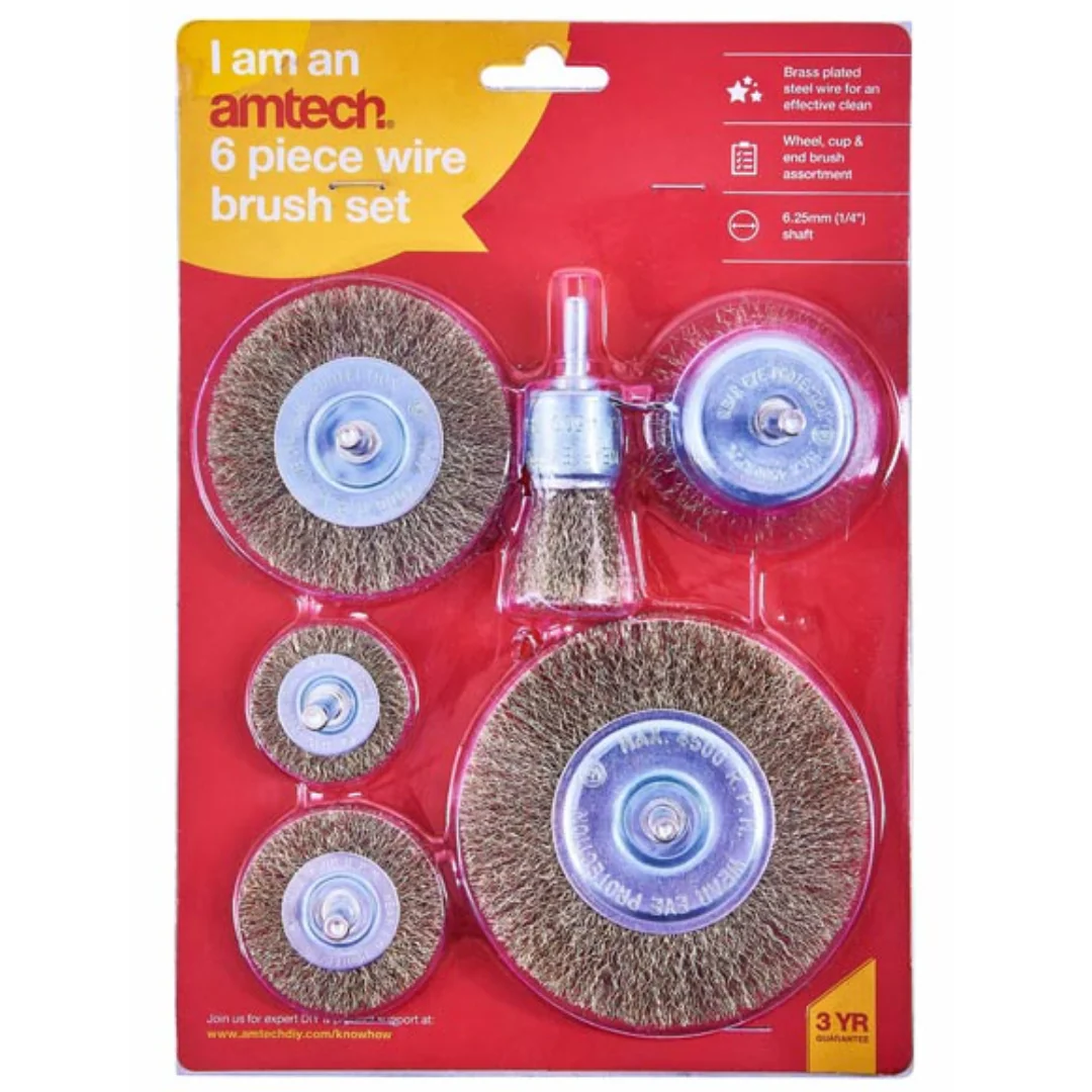 Pack Of 6 Wire Wheel Brush Set