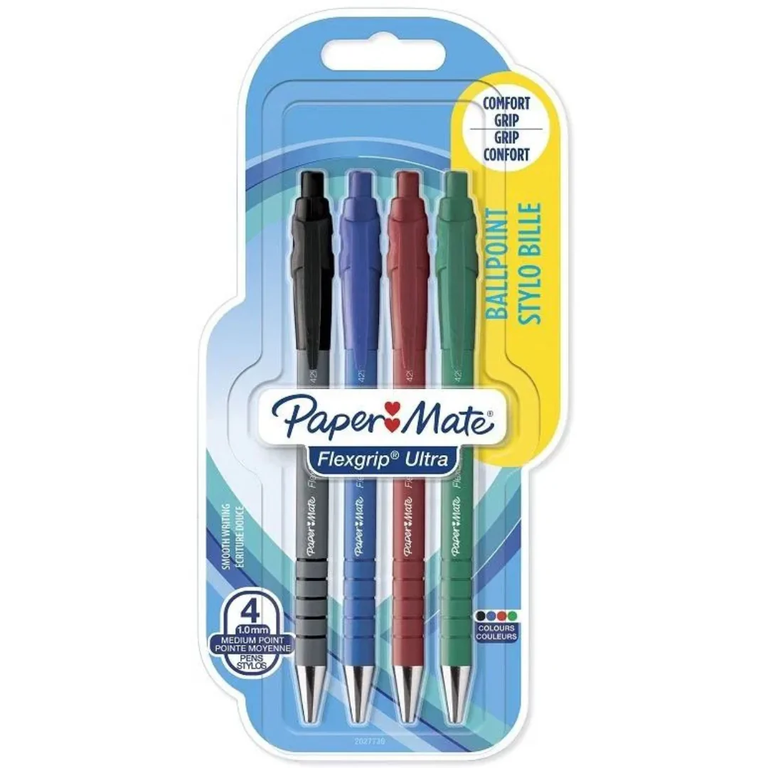 PaperMate FlexGrip Ultra 4pk Ballpoint Pens – Assorted by PaperMate