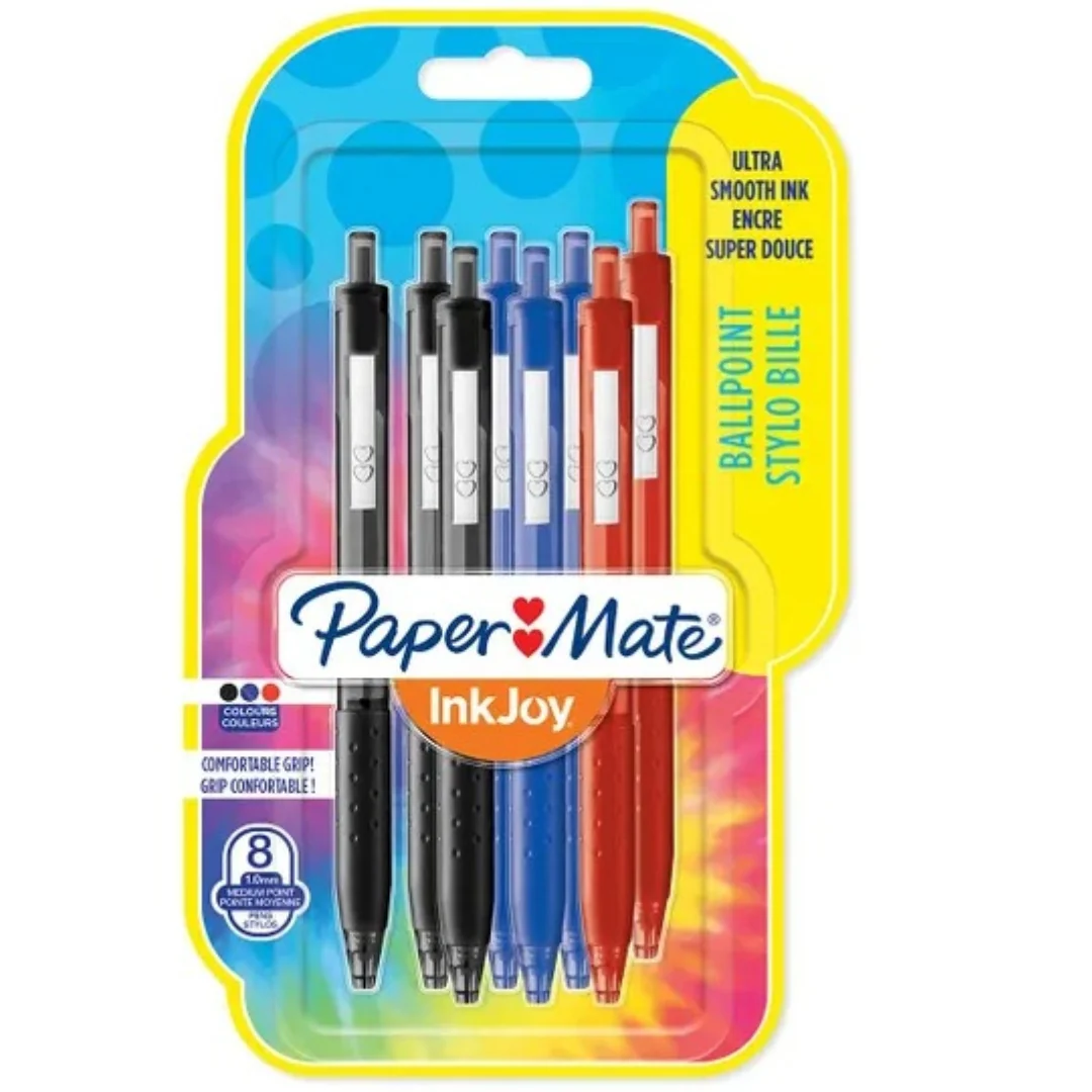 PaperMate Retractable Ballpoint Pens – 8 Pack of Assorted Colours