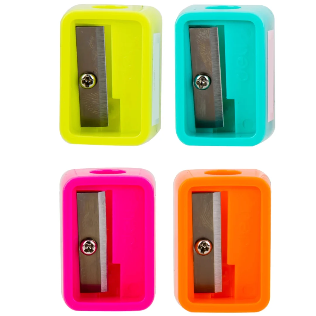 Pencil Sharpener 1-Hole 4 Assorted Colors
