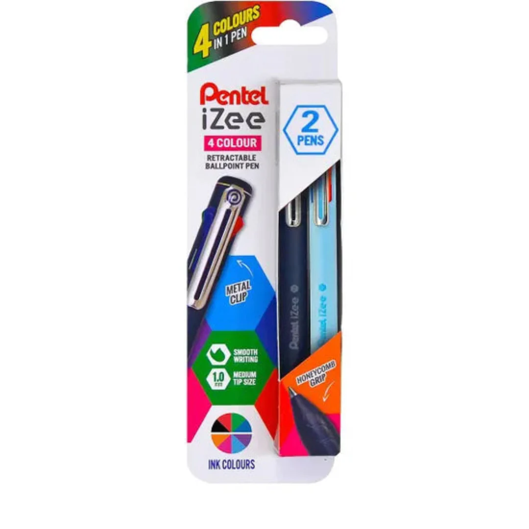 Pentel 2-Pack Izee 4-Colour Ballpoint Pens