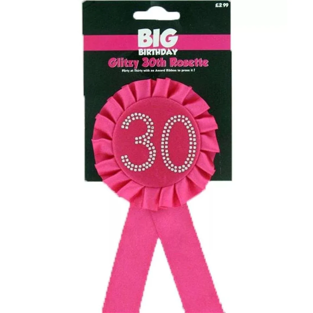 Pink 30th Diamante Rosette