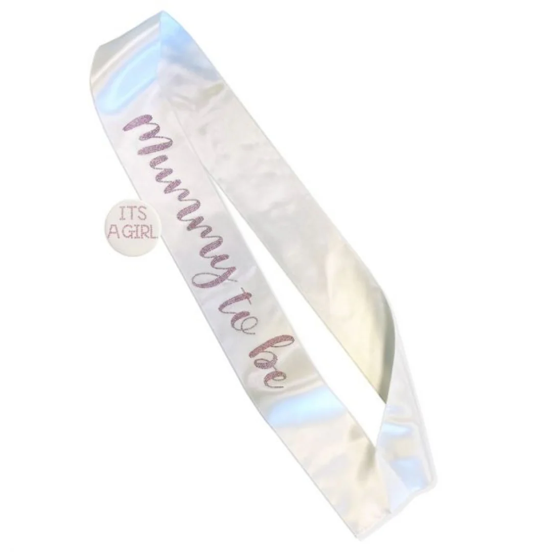 Pink Diamanté ‘Mummy to Be’ Sash & Badge Set