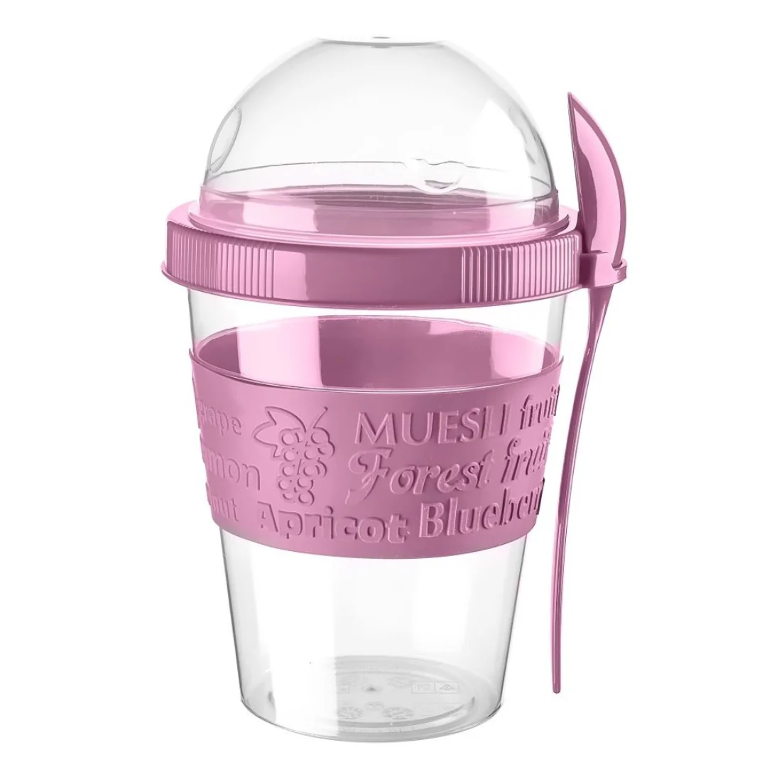Pink Take and Go Yoghurt Plastic Cup 600ml