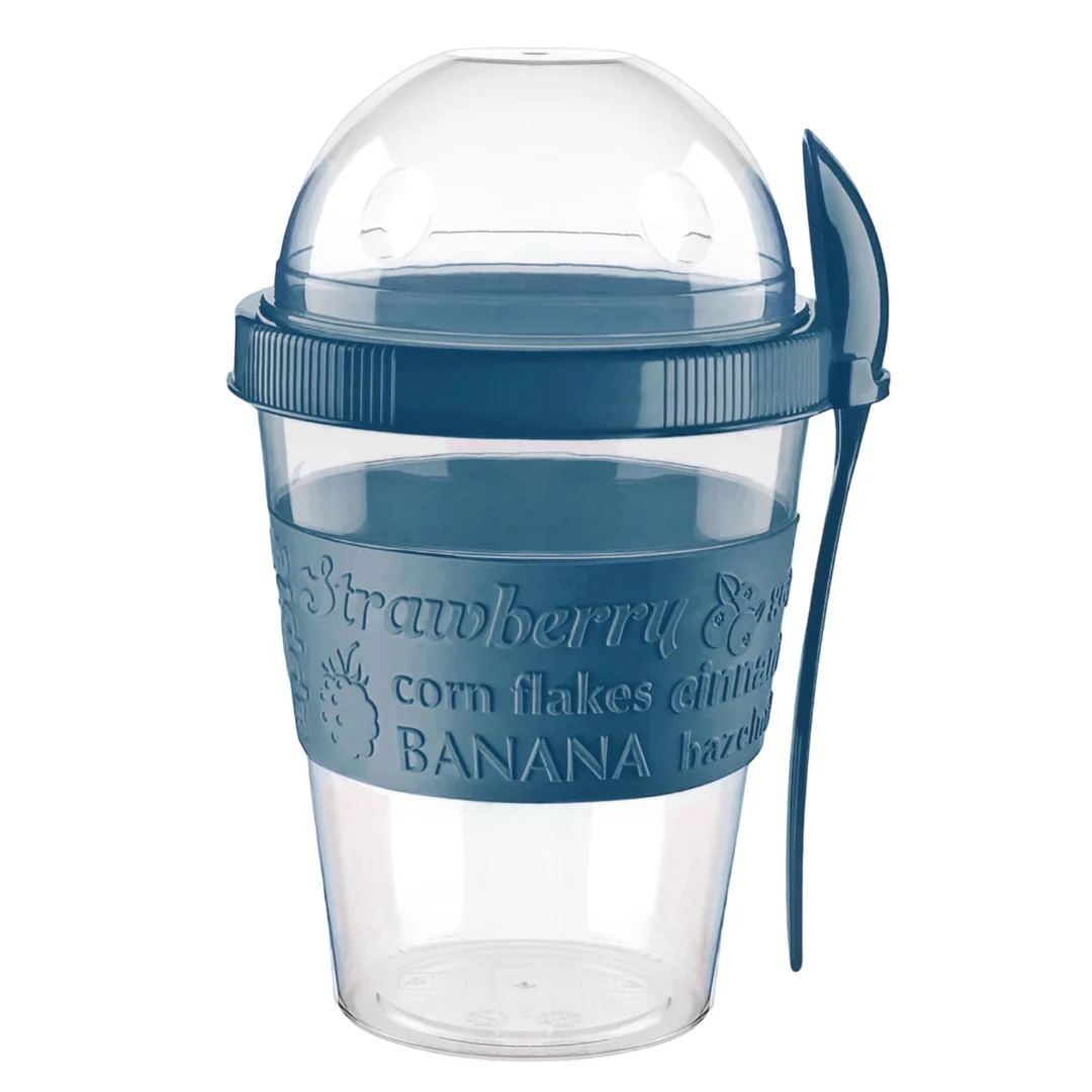 Dark Blue Take and Go Yoghurt Plastic Cup 600ml