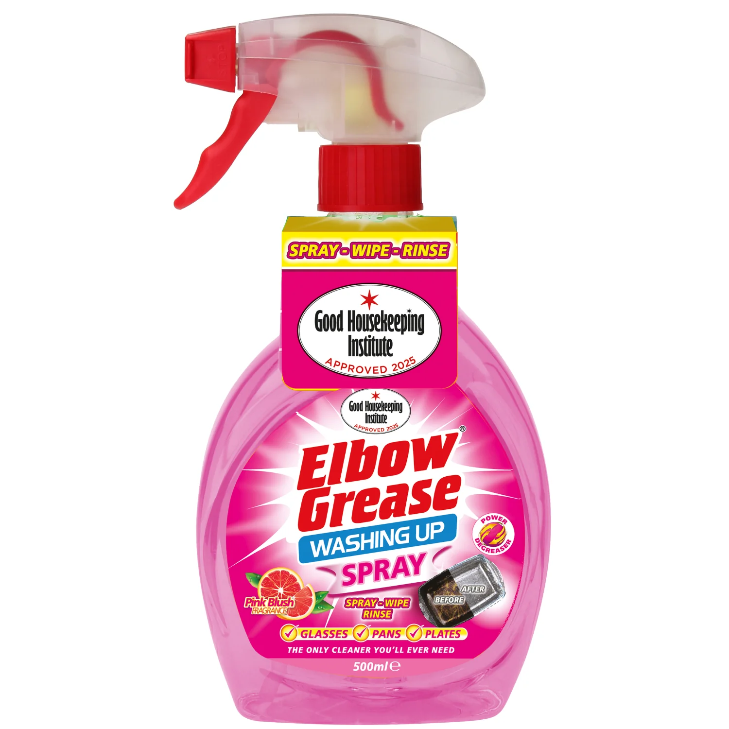 Pink Washing Up Liquid Spray 500ml by Elbow Grease