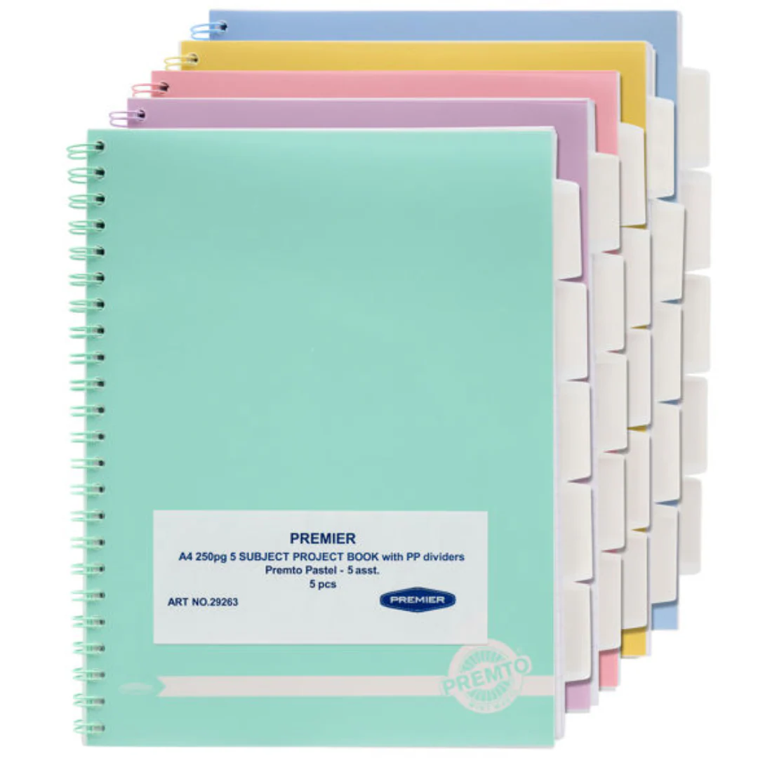 Premier A4 250pg 5 Sub Pastel