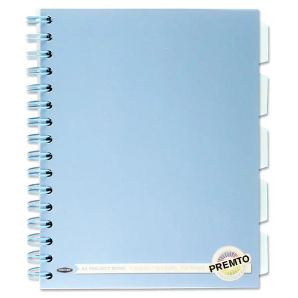 PREMTO Pastel A5 250-Page PP 5-Subject Notebook