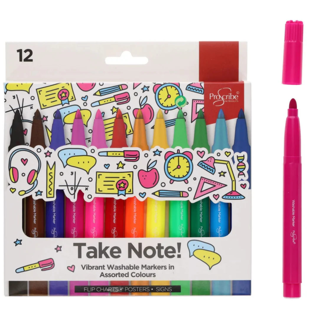 ProScribe Pack of 12 Washable Jumbo Markers