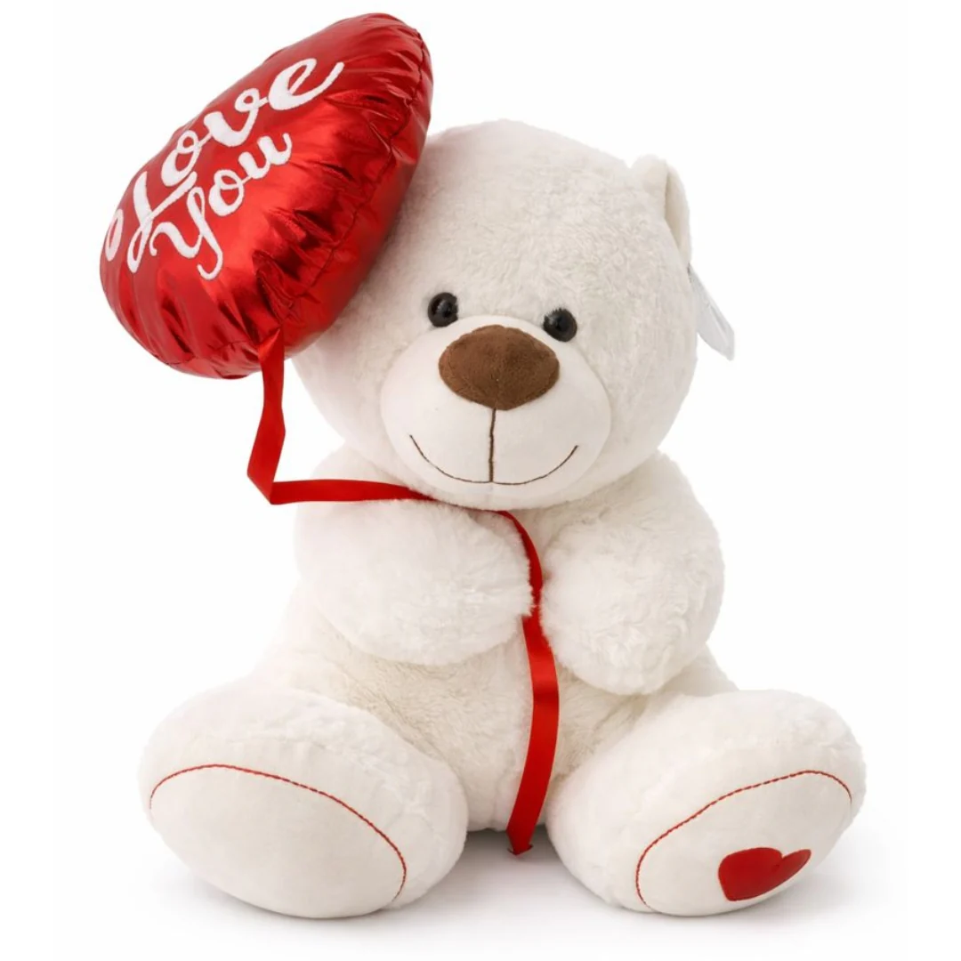 25 cm White Teddy Bear with Balloon - Image 2