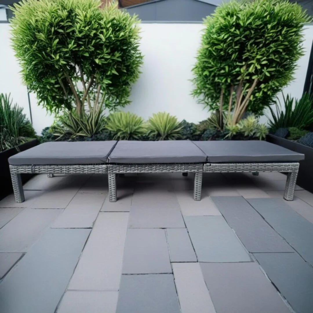 Grey Rattan Effect Adjustable Sun Lounger with Cushions by Daniel James - Image 3