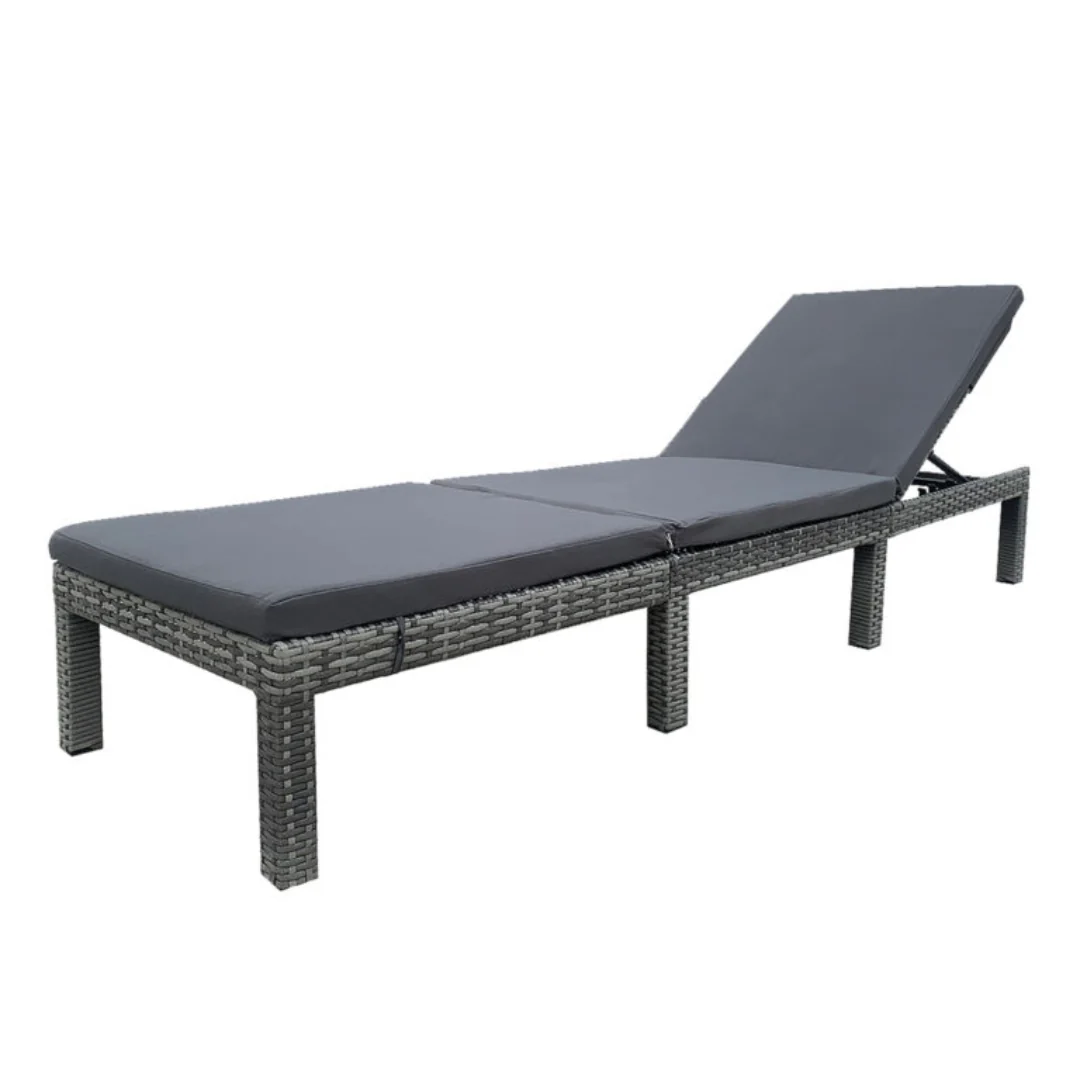 Grey Rattan Effect Adjustable Sun Lounger with Cushions by Daniel James - Image 5