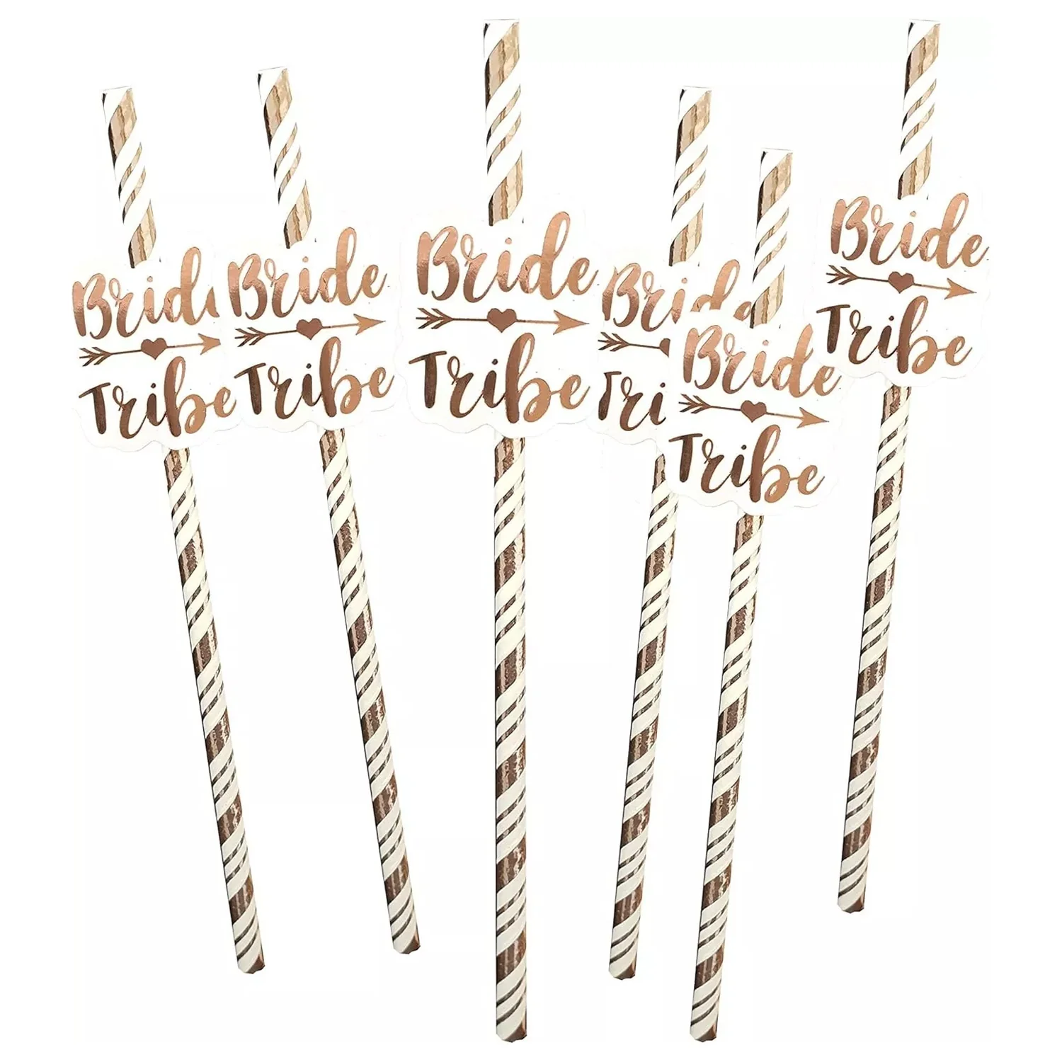 Rose Gold “Bride Tribe” Party Straws