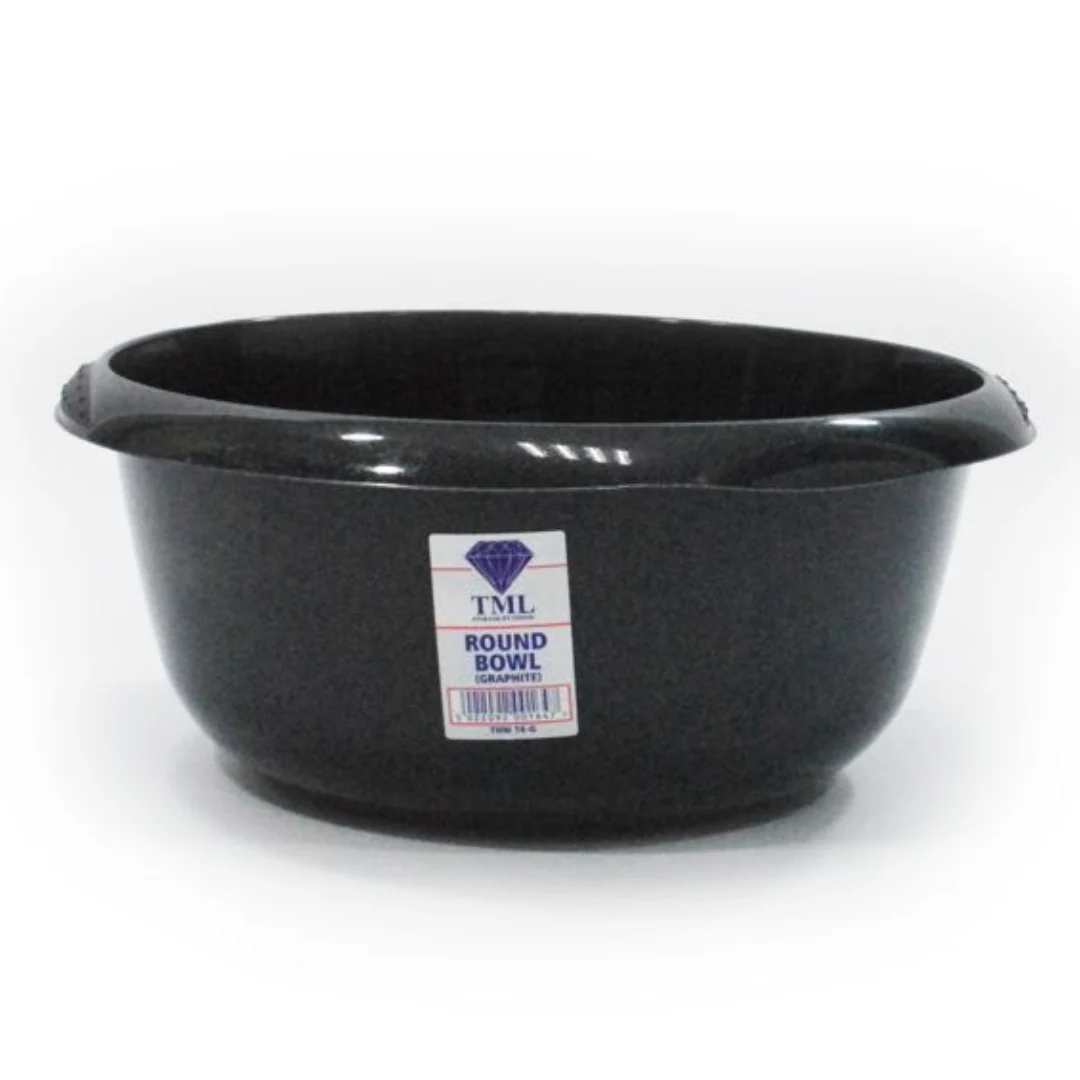 Round Washing Up Bowl Graphite Grey Plastic