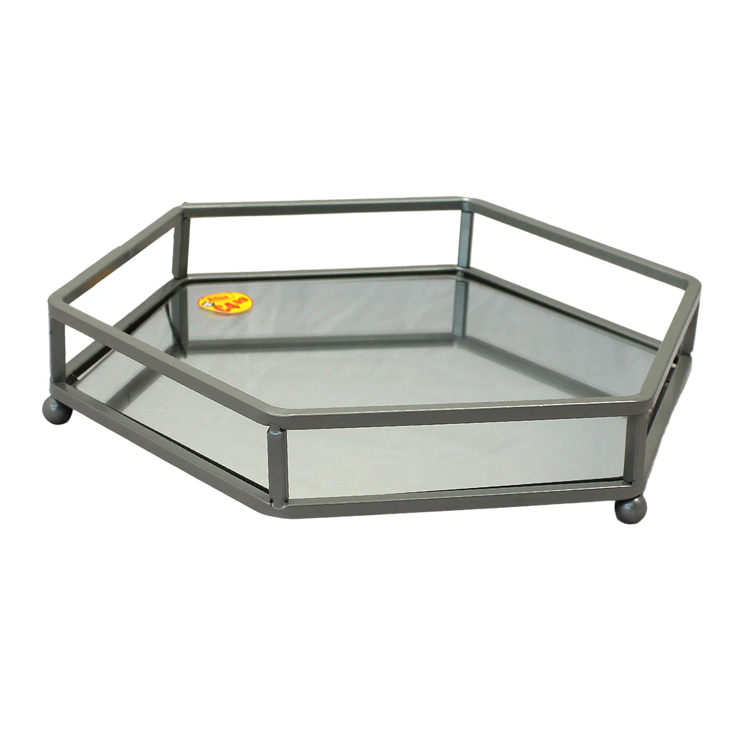 Silver Vanity Tray with Mirror 23cm