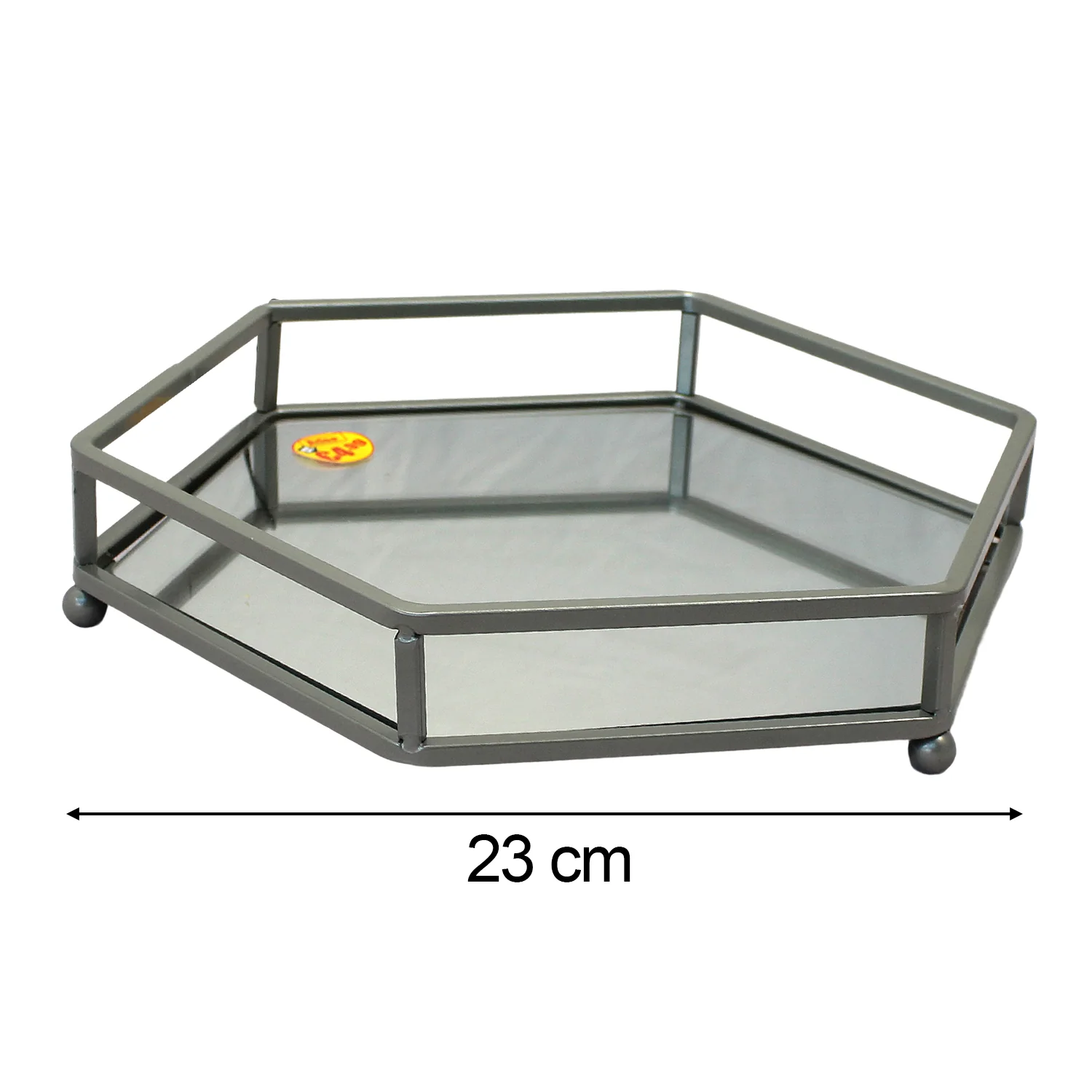 Silver Vanity Tray with Mirror 23cm - Image 2