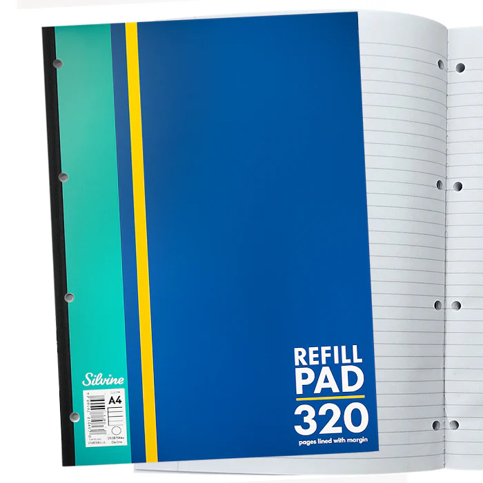 Silvine A4 Refill Pad 320 pages lined with margins
