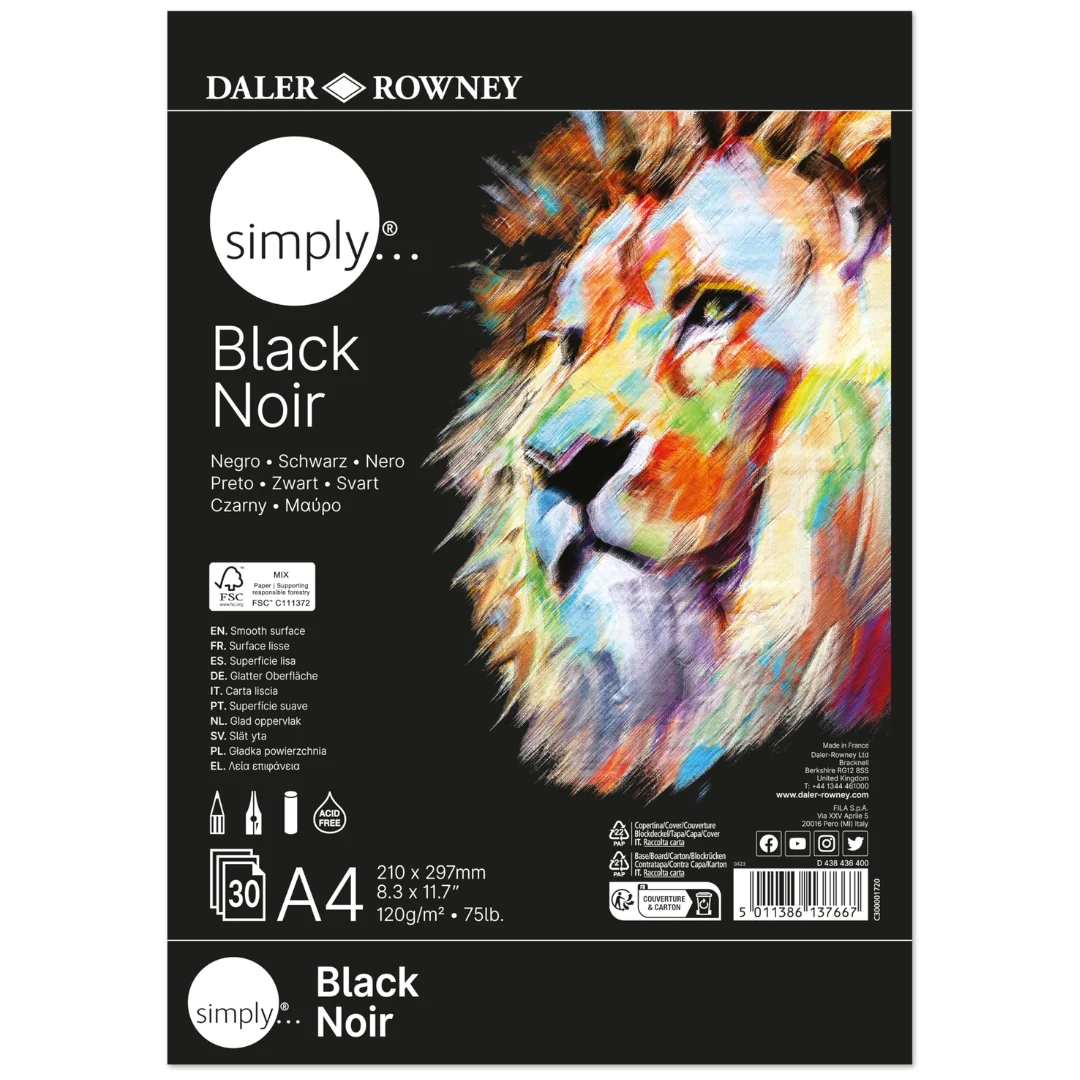Simply A4 30 Sheet Black Pad 120gsm