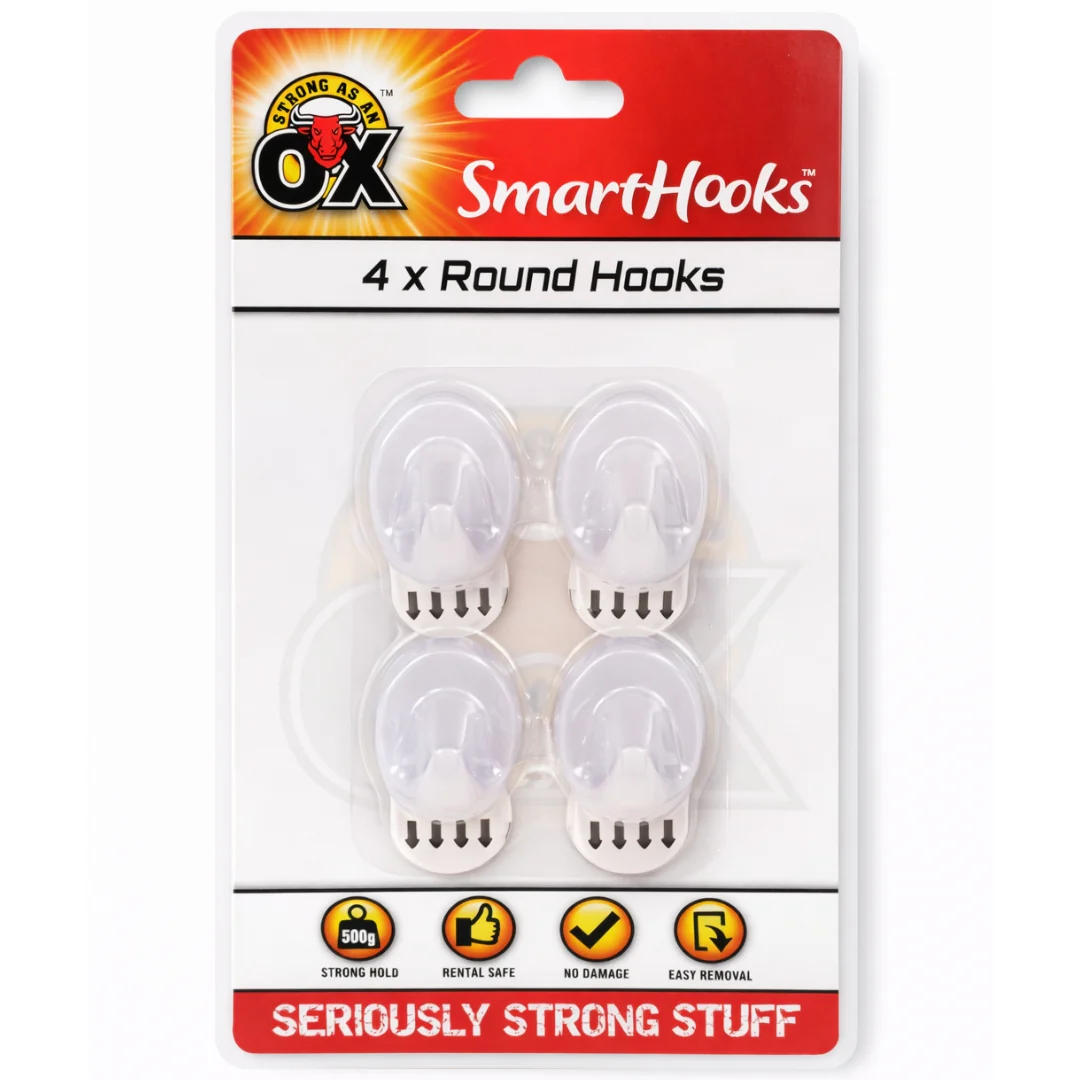 Smart Hooks 4pk Removable Round Hooks – White