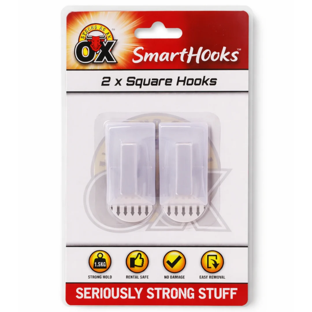 Smart Hooks 2pk Removable Square Hooks – White
