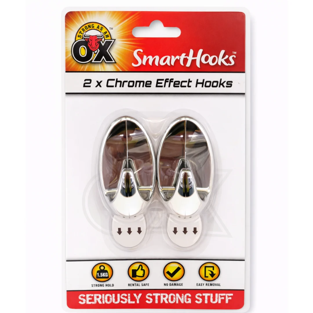 Smart Hooks 2pk Removable Round Hooks – Chrome