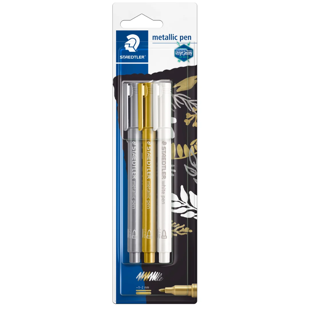 Staedtler 3pk Metallic Pens – Gold & Silver