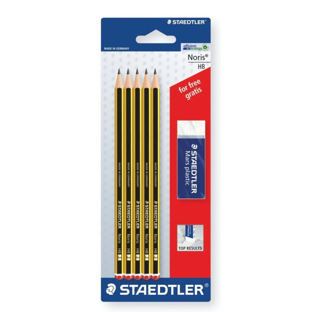 Staedtler HB Pencils with Mars Eraser – Pack of 5