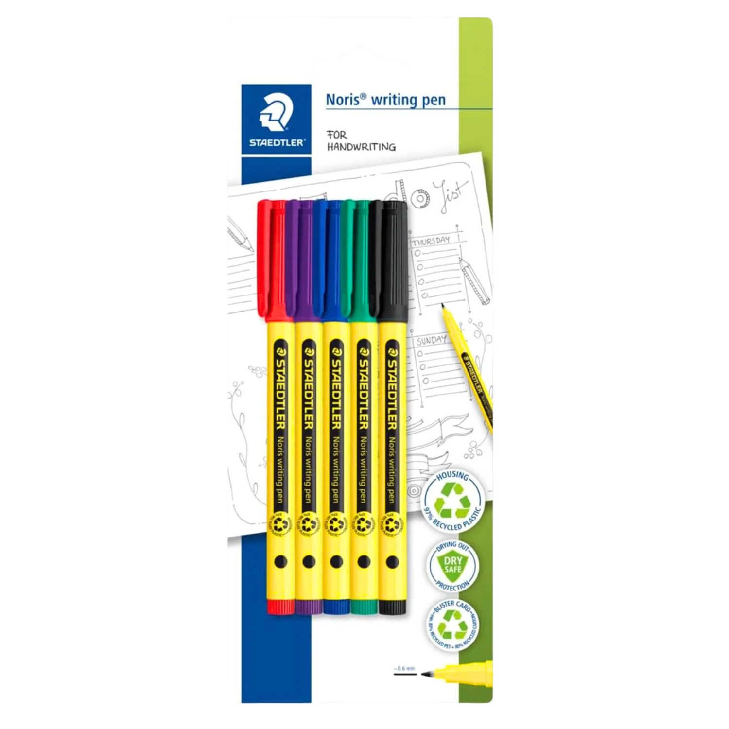 Staedtler Noris Handwriting Pens – 5 Pack Assorted