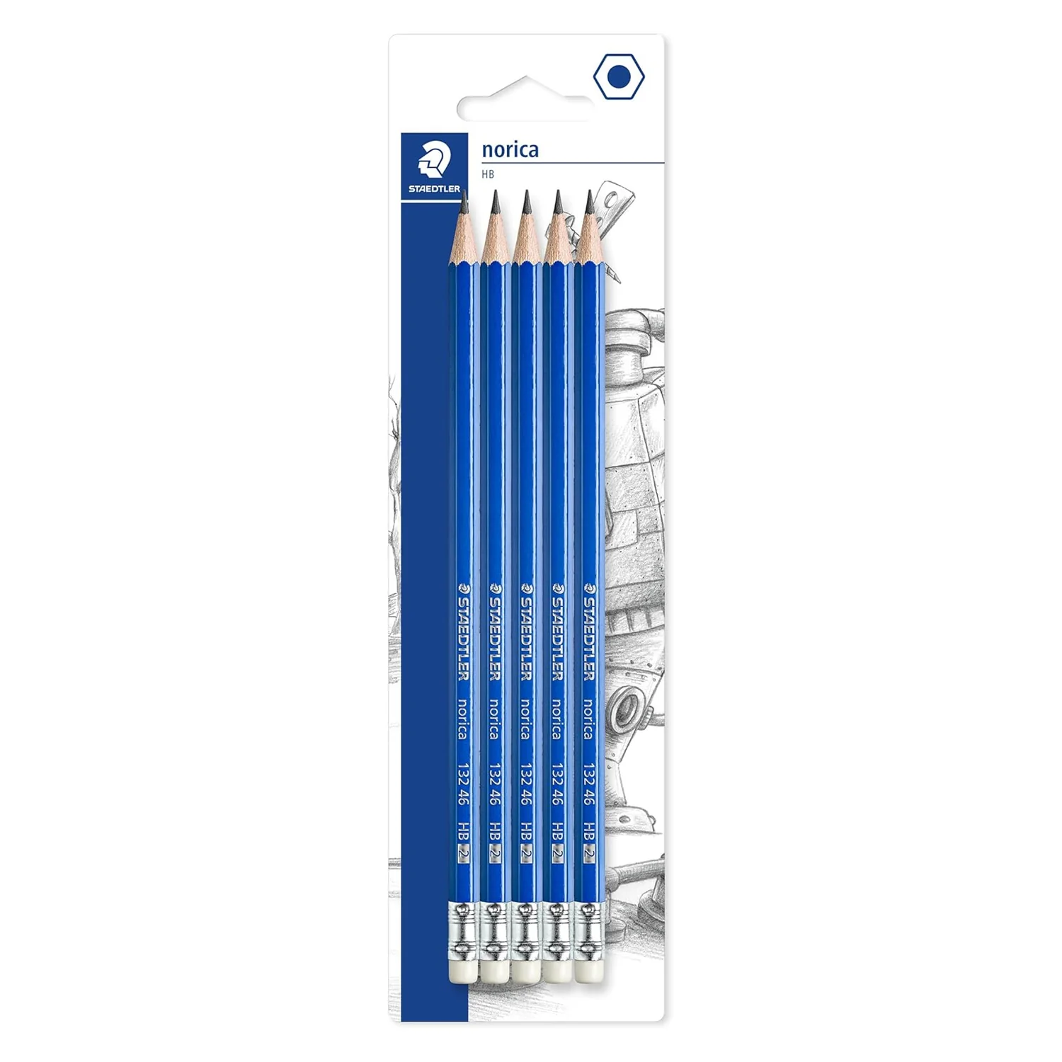 Staedtler Pack of 5 Norica HB Pencils Eraser Tip