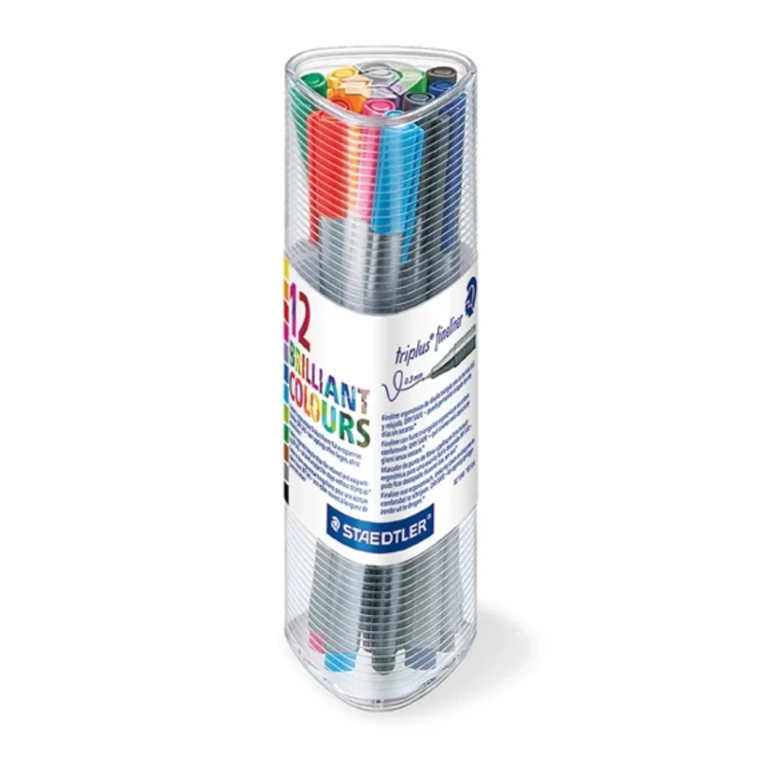 Staedtler Triplus Fineliner Pens – Pack of 12 Assorted Colours