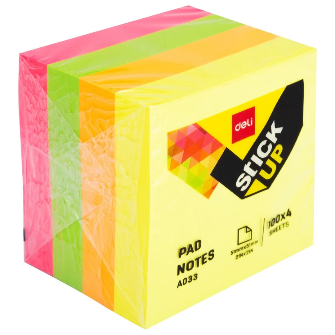 Sticky Notes 51x51mm 4 x 100 Sheets (75gsm)