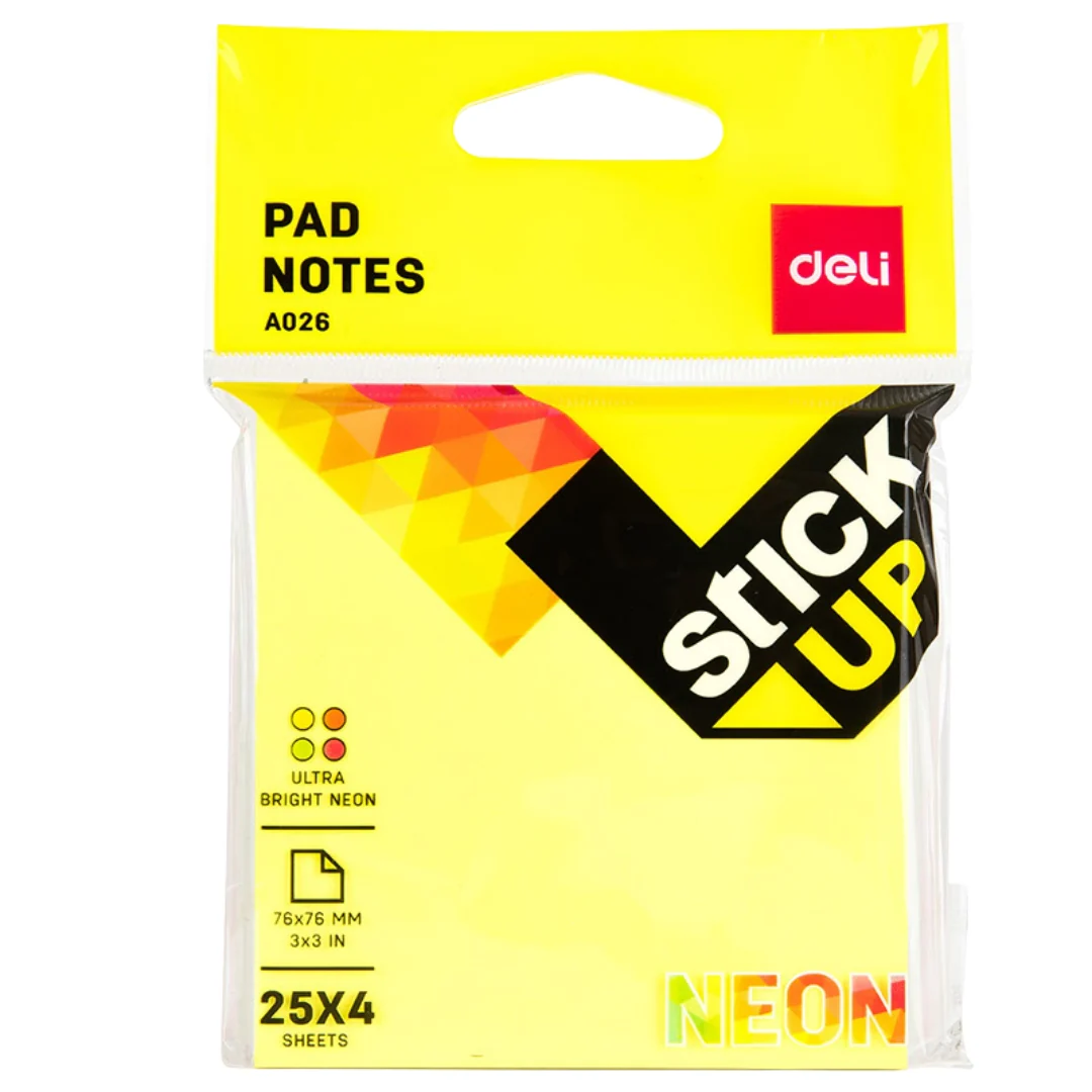Sticky Notes 76x76mm 4 x 25 Sheets (75gsm)