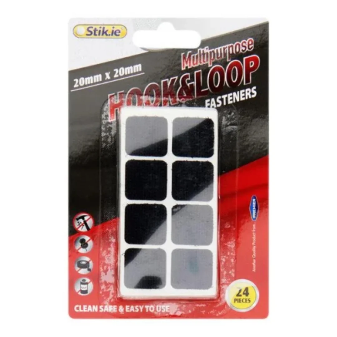 Stik-ie Hook and Loop Fasteners 20mm x 20mm Pack of 24