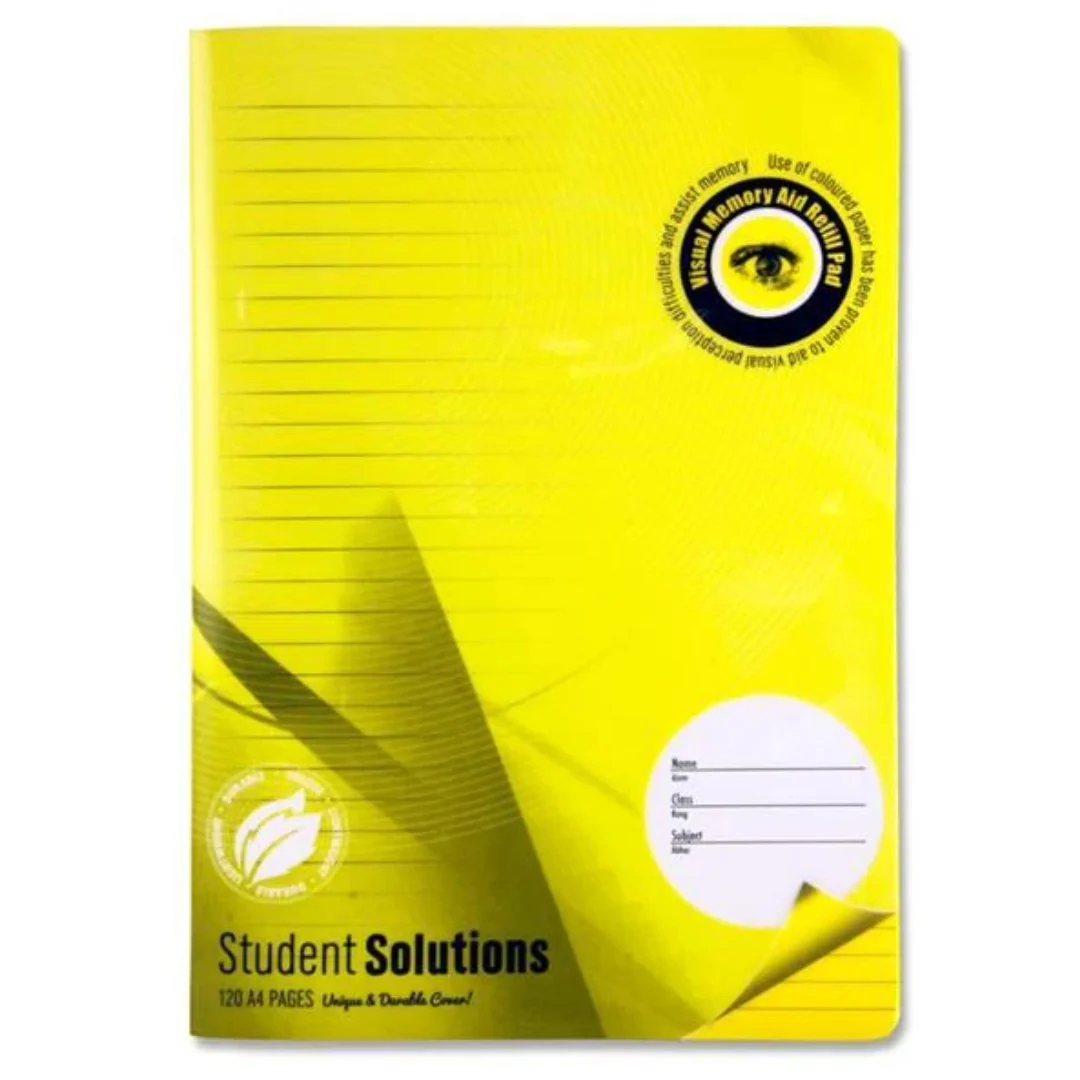 Student Solutions A4 Visual Memory Aid Manuscript Book – 120 Pages (Yellow)