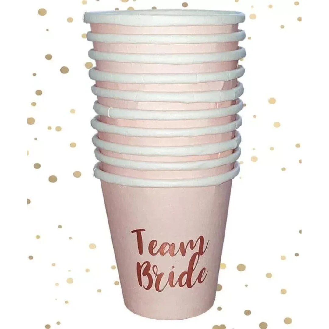 Team Bride Rose Gold Party Cups – 10 Pack