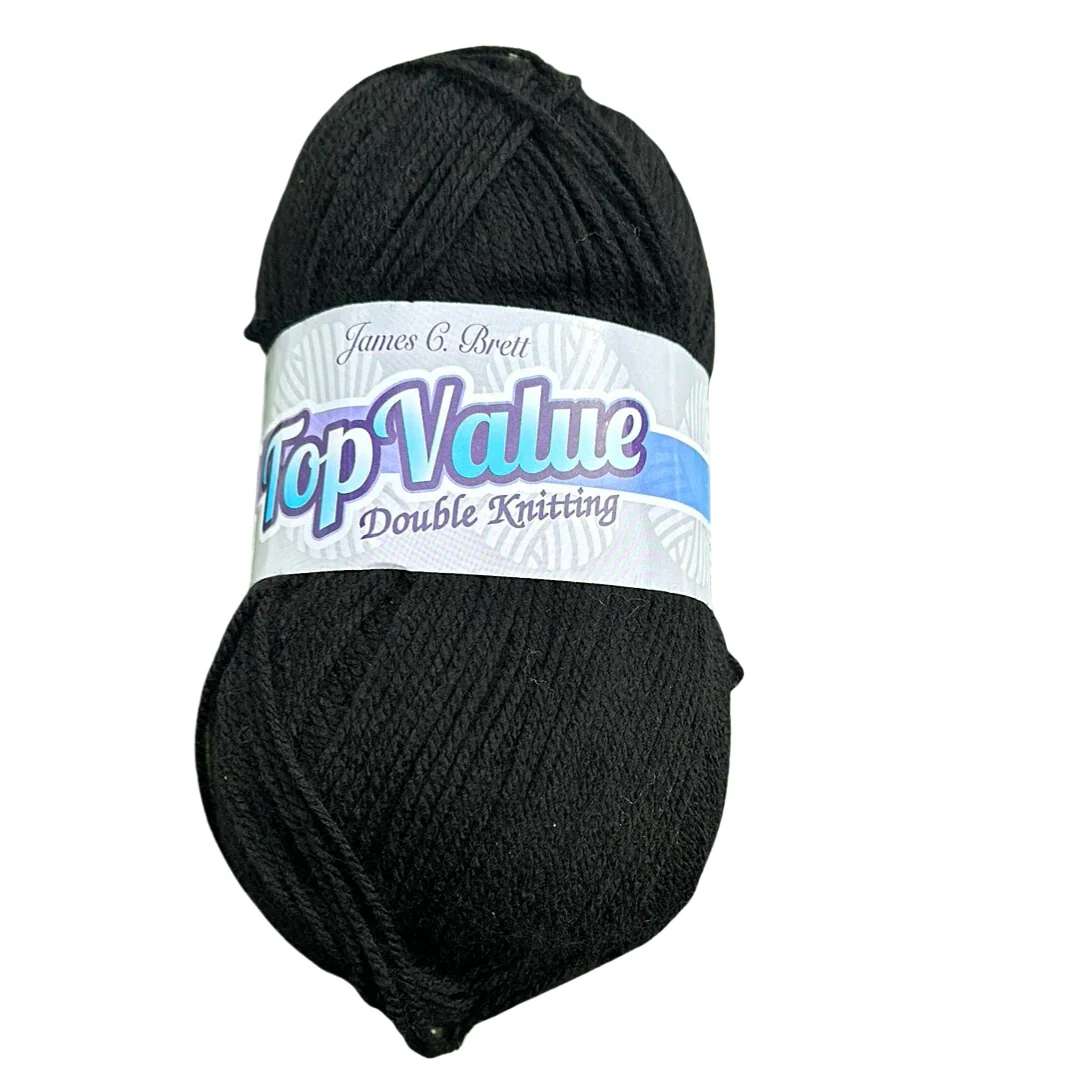 Top Value 100 Grams Double Knitting Wool 8430 Black