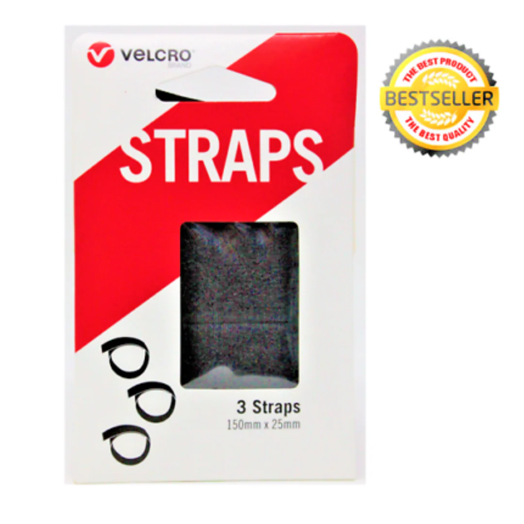 Velcro Black 3 Straps 150mm - Image 2
