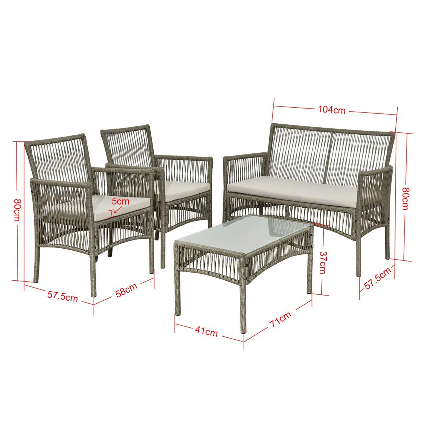 Verona 4 Person Garden Set with Table - Image 6