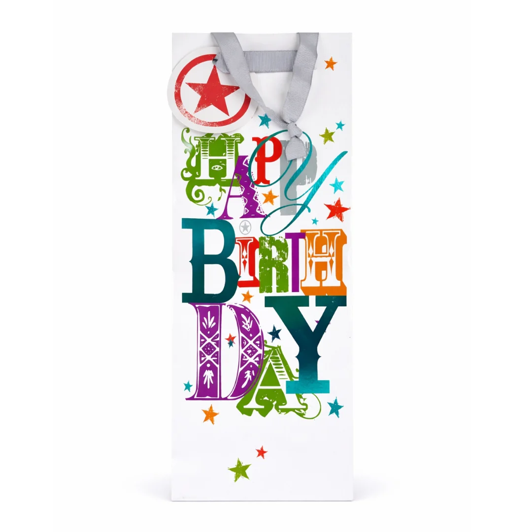 White “Happy Birthday” Gift Bag (12.5cm)