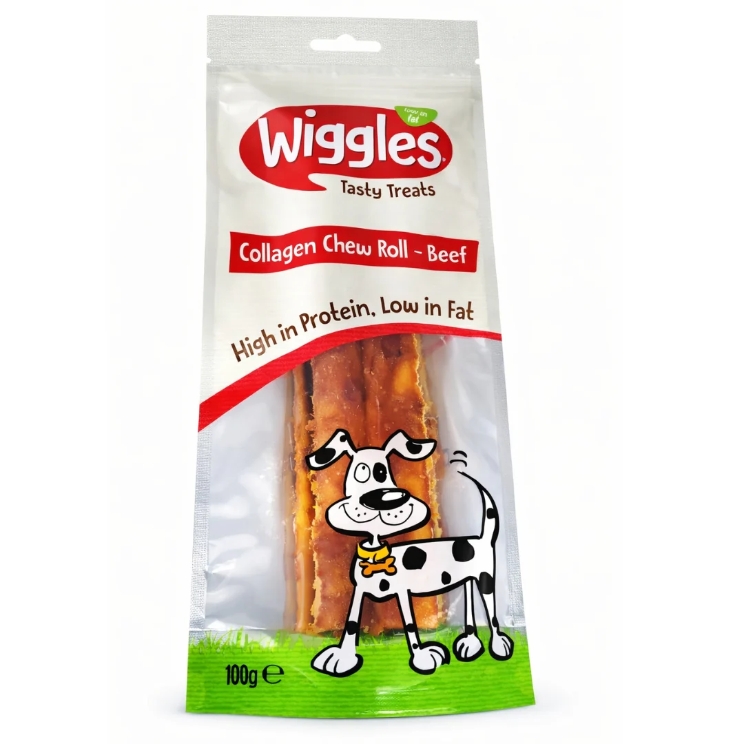 Wiggles Collagen Chew Roll Large 100g – Beef Flavour